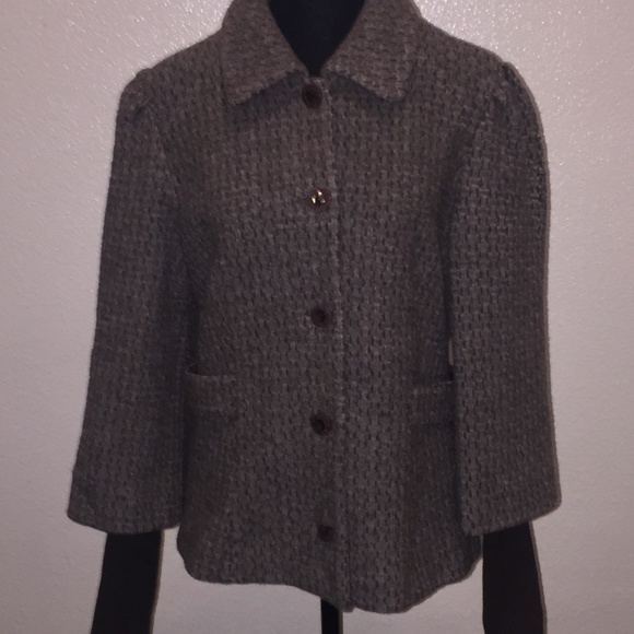 Espresso brown wall Icelandic bill sleeve short waisted coat - Picture 5 of 12